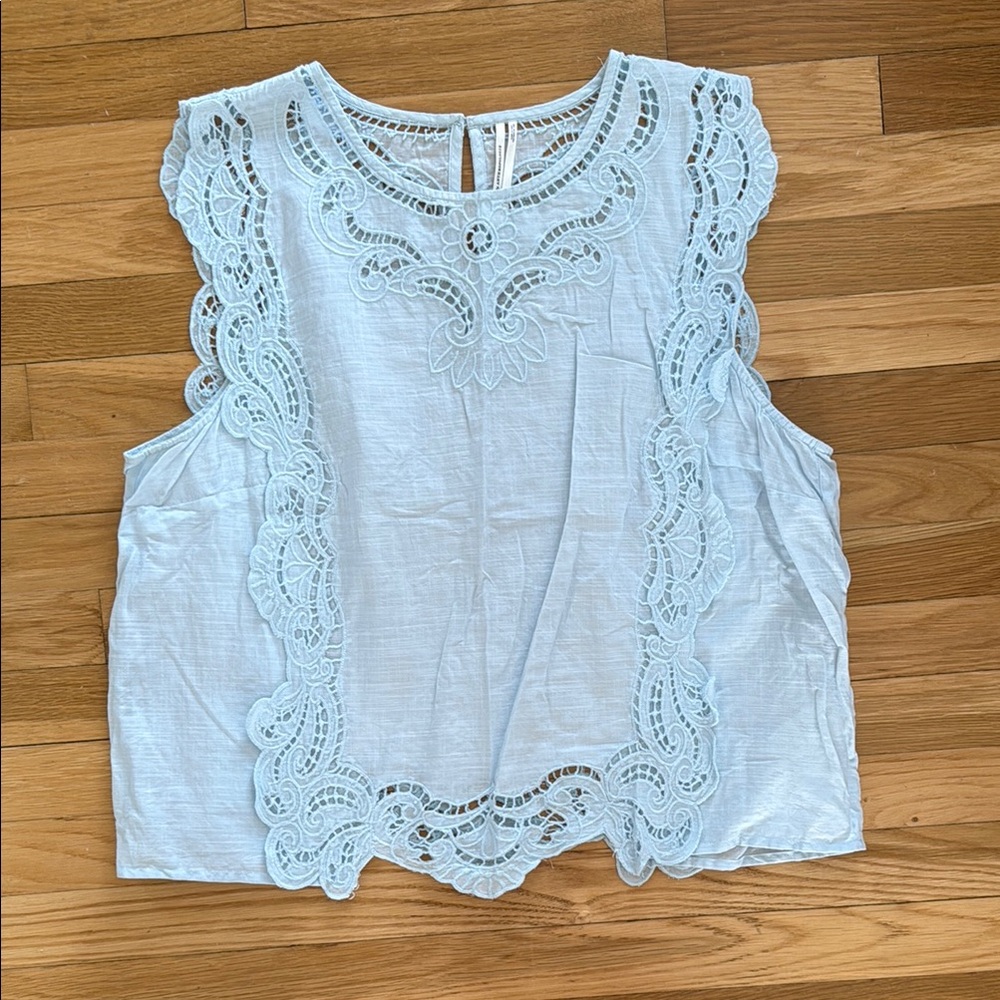 Anthropologie Blue Lace Sleeveless Top
